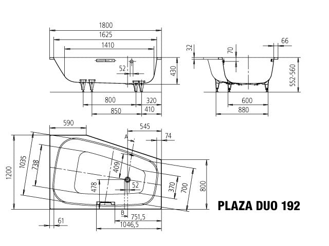 Plaza Duo Left Built in Bathtub