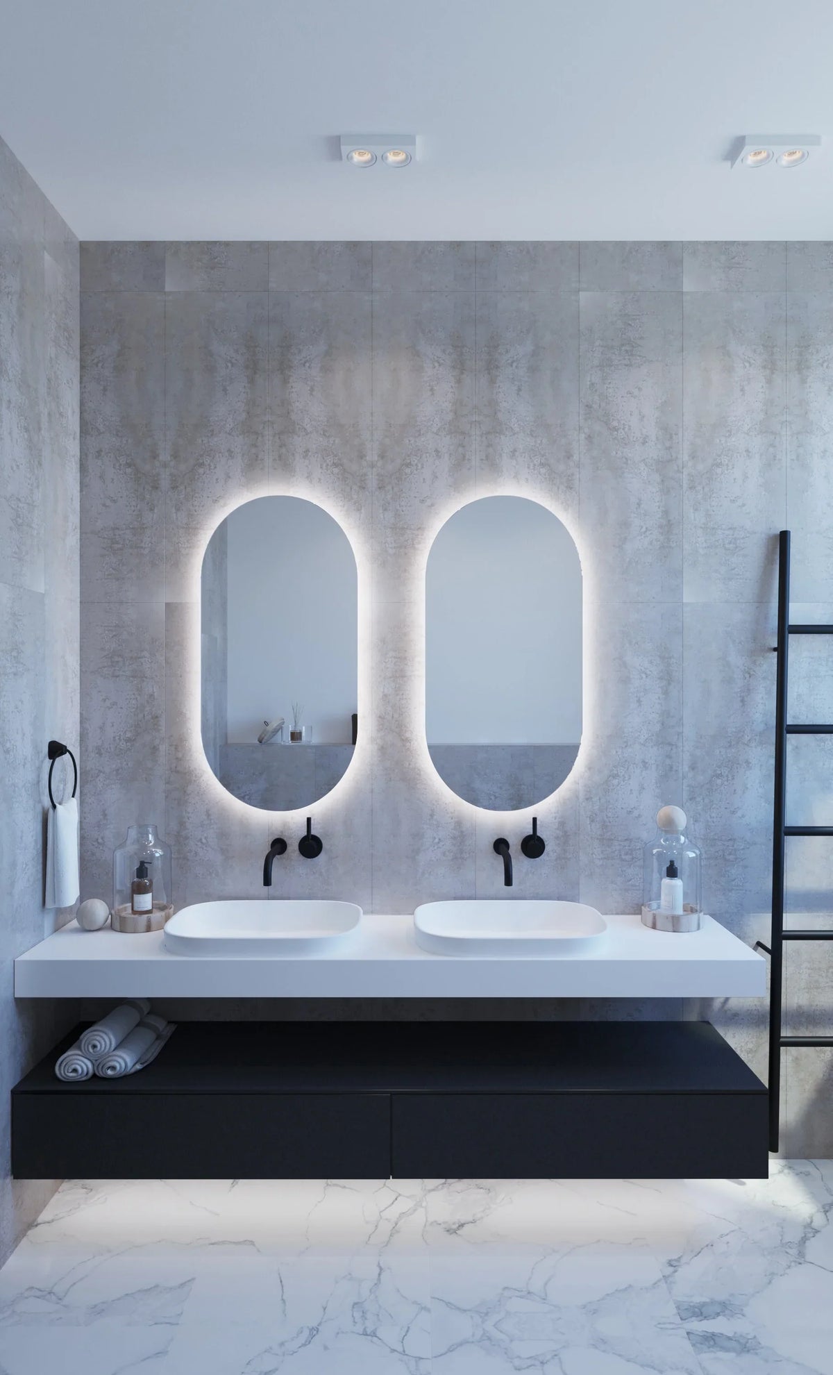 Backlit Pill Shape Mirror with Demister
