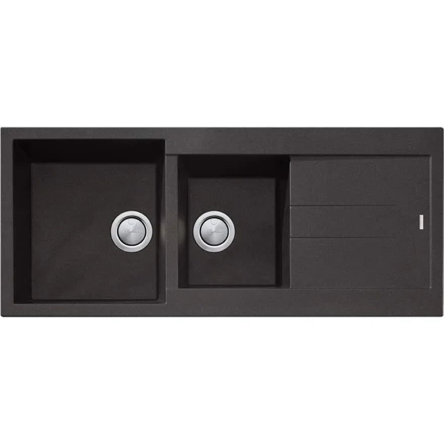 Santorini Black 1 & 3/4 Bowl Topmount Sink With Drainer
