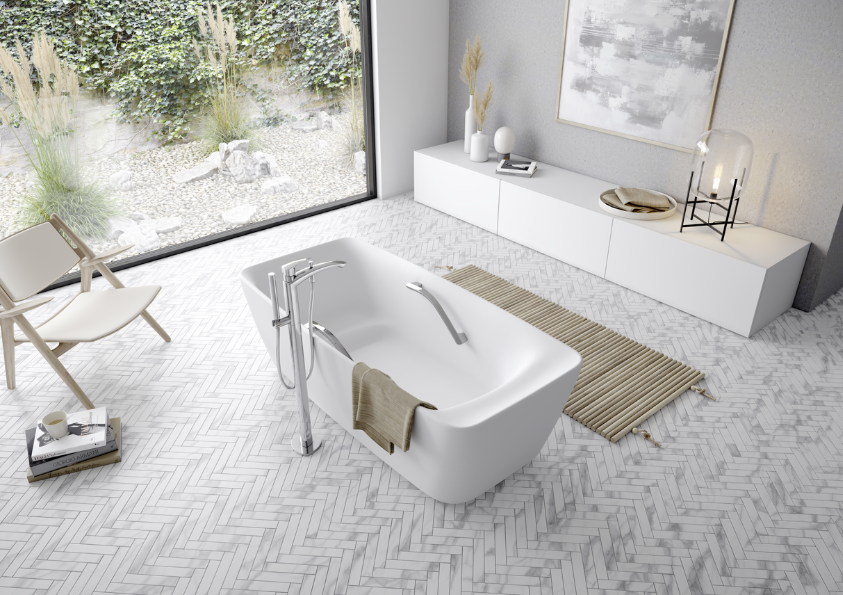 Reinforced Marble Rectangle Freestanding Bathtub