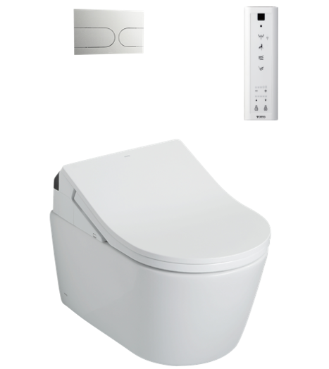 Wall Hung Toilet+In-wall Cistern Flush Panel with RX Washlet