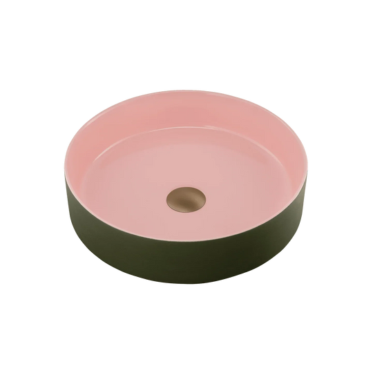 Terzofoco Olive and Salmon Short Circular Counter Top Basin