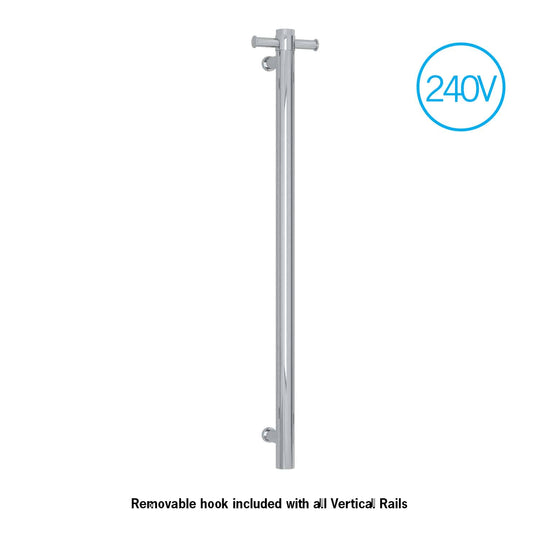 Straight/Round Heated Vertical Towel Bar with Optional Hook