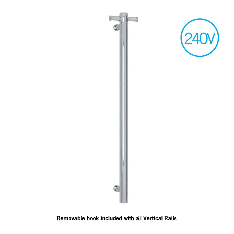 Straight/Round Heated Vertical Towel Bar with Optional Hook