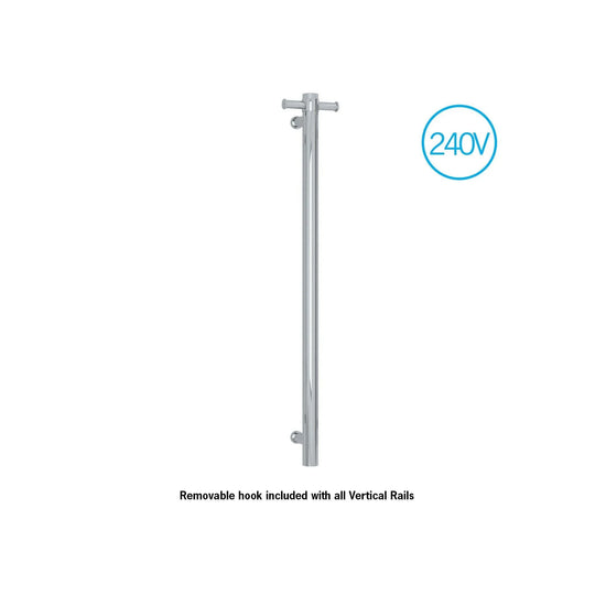 Thermorail Round 240Volt Vertical Single Heated Towel Rail