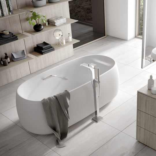 Toto Galalato Reinforced Marble Oval Freestanding Bathtub