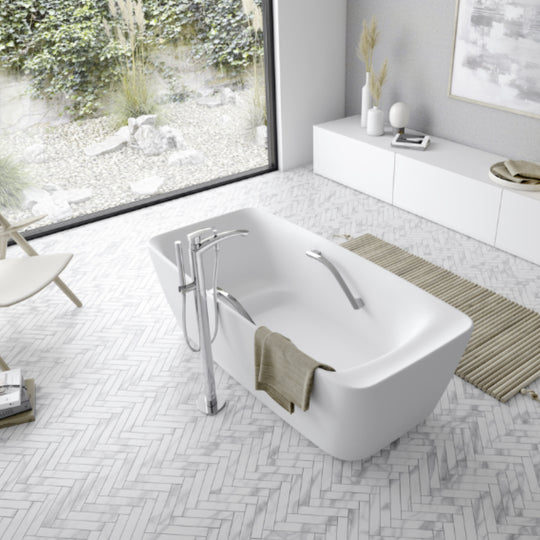 Toto Galalato Reinforced Marble Rectangular Freestanding Bathtub