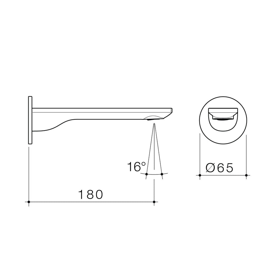 Urbane II 180mm Basin / Bath Outlet - Round Cover Plate