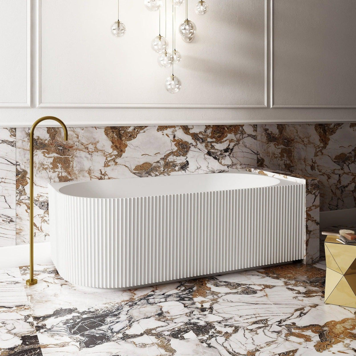 V-Groove Corner Back To Wall Bath