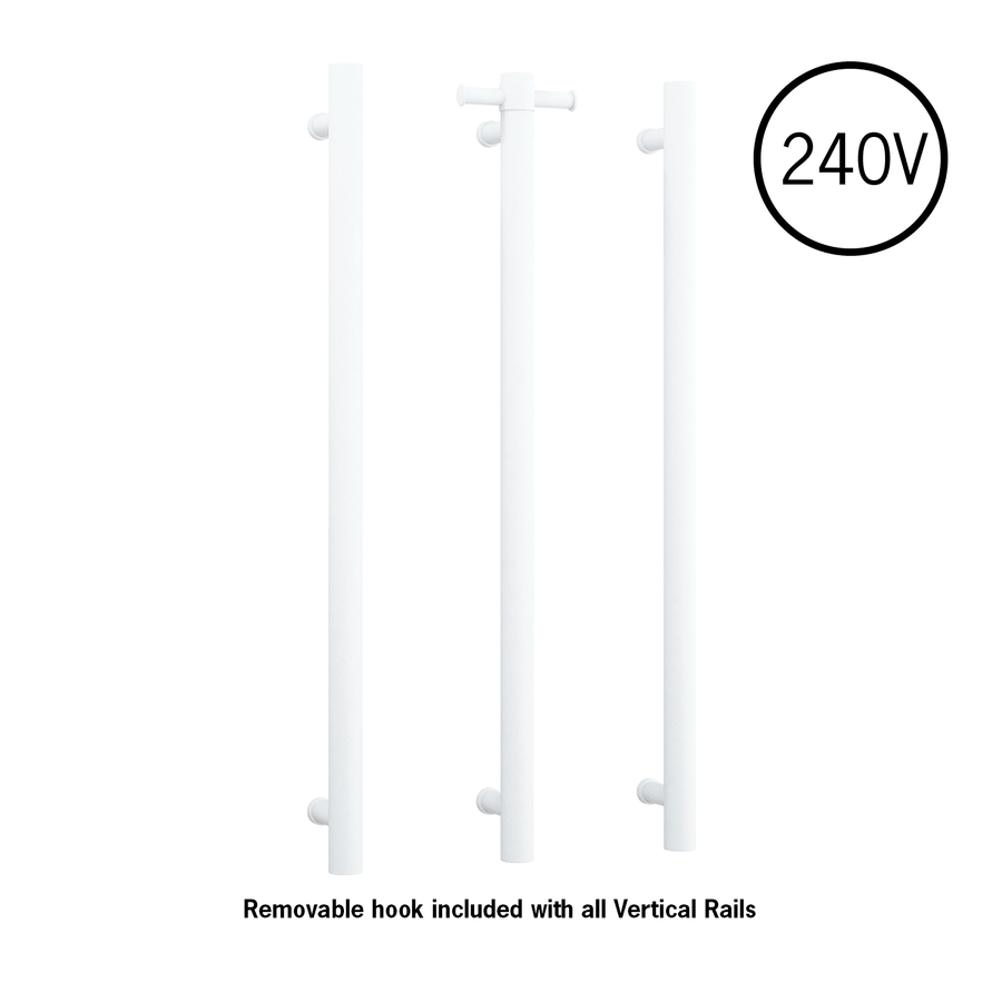 Straight/Round Heated Vertical Towel Bar with Optional Hook