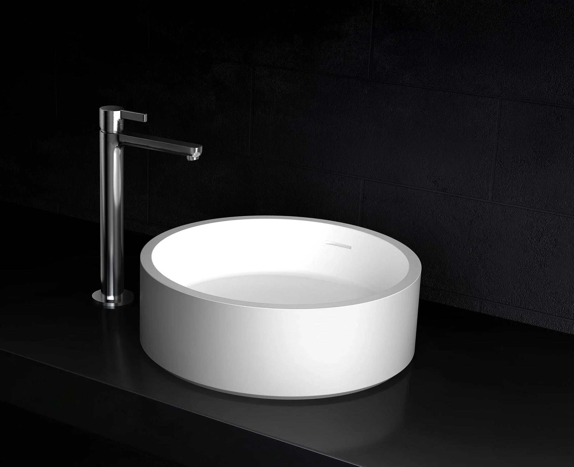 Leila Stone Above Counter Basin with Overflow