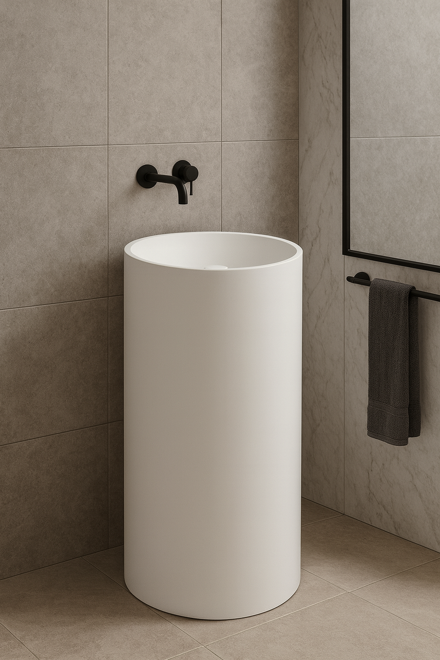 Noor Stone Freestanding Basin with Cut Out