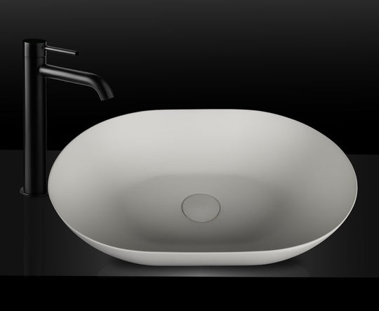 VXA24 Matte White Oval Stone Above Counter Basin