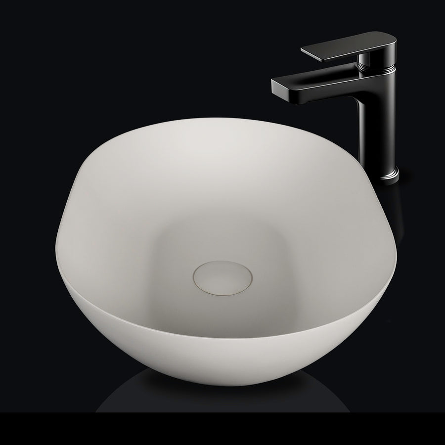 VXA24 Matte White Oval Stone Above Counter Basin