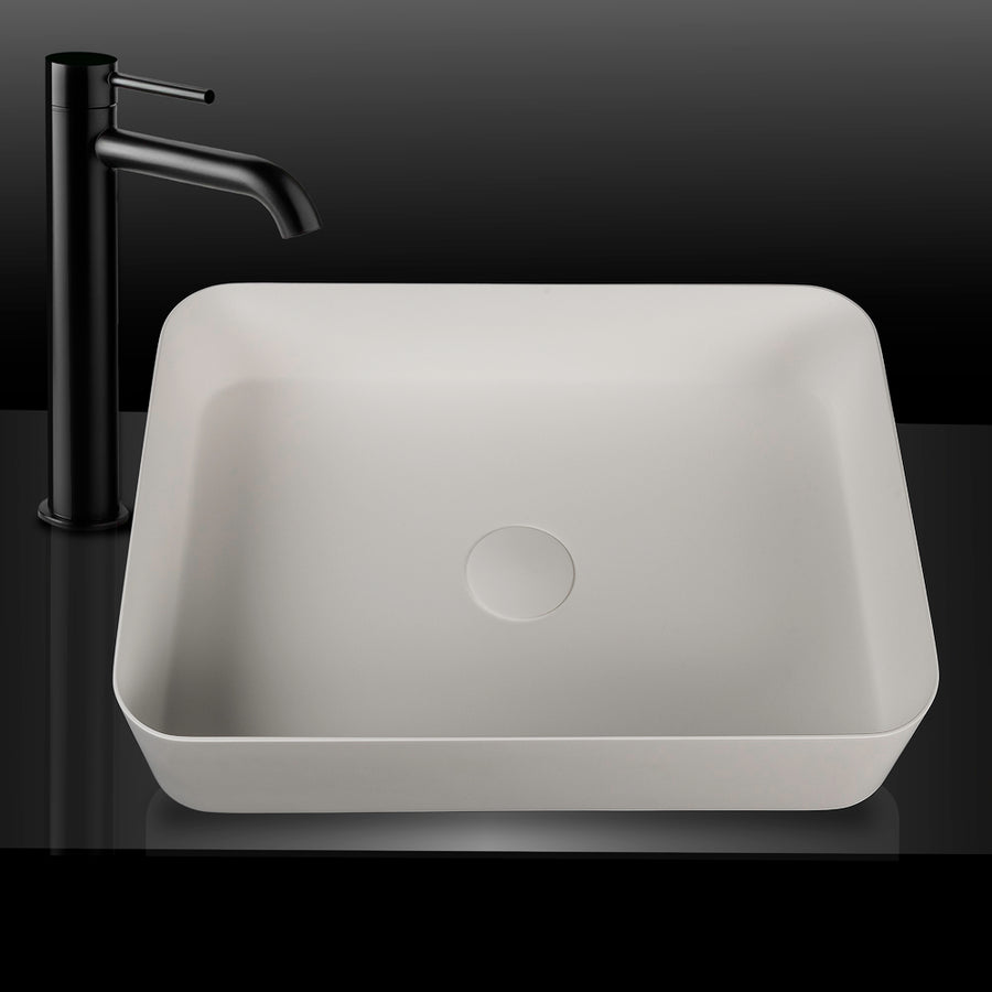 VXA25 Matte White Rectangular Stone Above Counter Basin