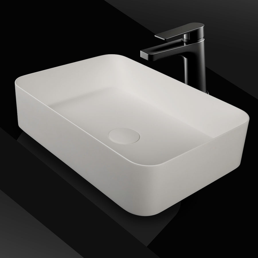 VXA25 Matte White Rectangular Stone Above Counter Basin
