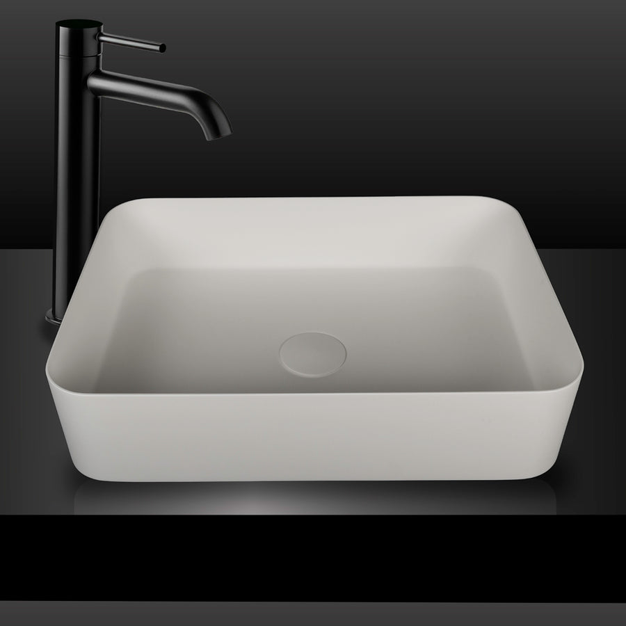 VXA25 Matte White Rectangular Stone Above Counter Basin