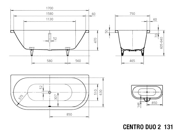 Centro Duo 2 Built in Bathtub