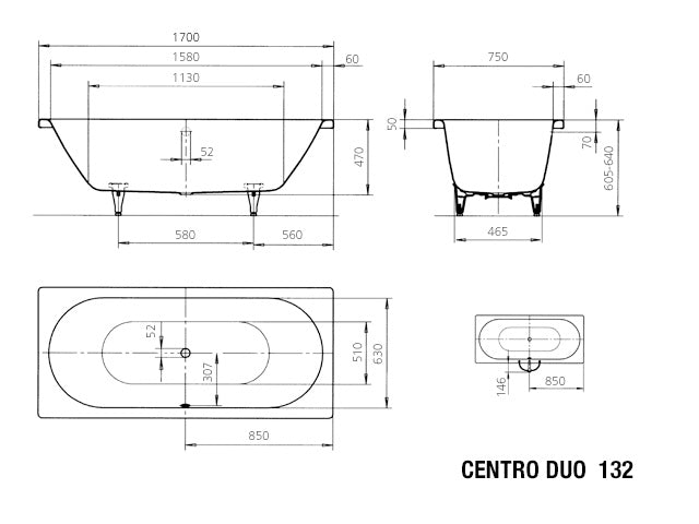 Centro Duo Built in Bathtub