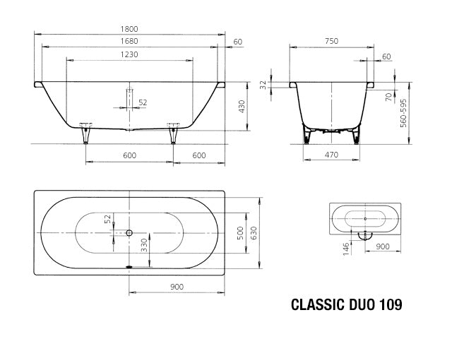 Classic Duo Built in Bathtub
