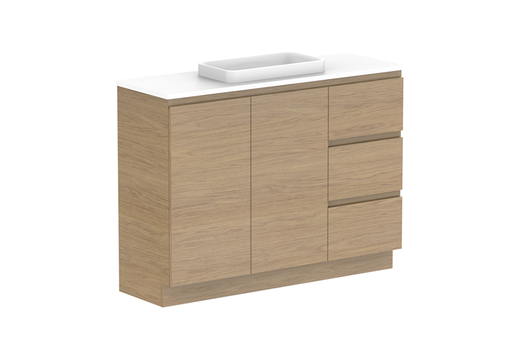 Glacier Ensuite Dor & Drawer Trio Floor Mount Vanity