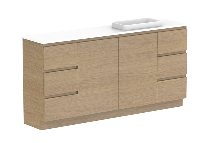 Glacier Ensuite Dor & Drawer Trio Floor Mount Vanity