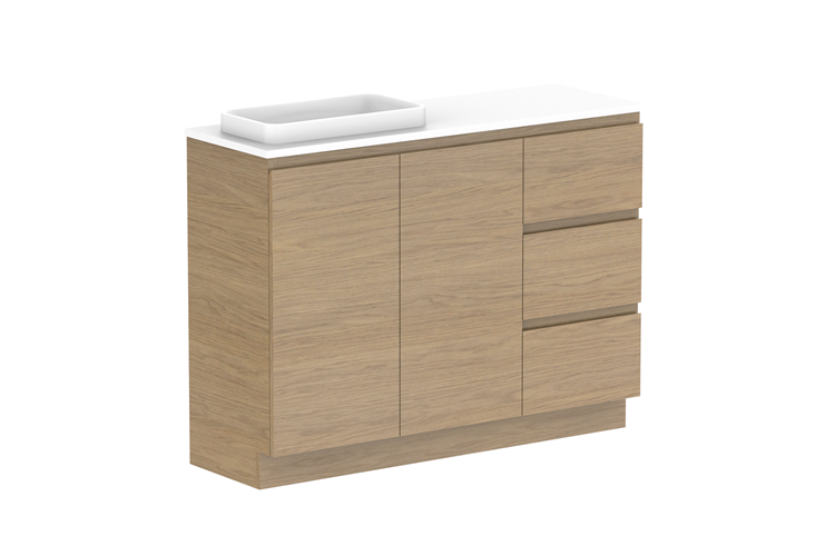 Glacier Ensuite Dor & Drawer Trio Floor Mount Vanity