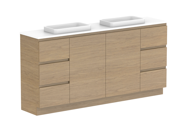 Glacier Ensuite Dor & Drawer Trio Floor Mount Vanity