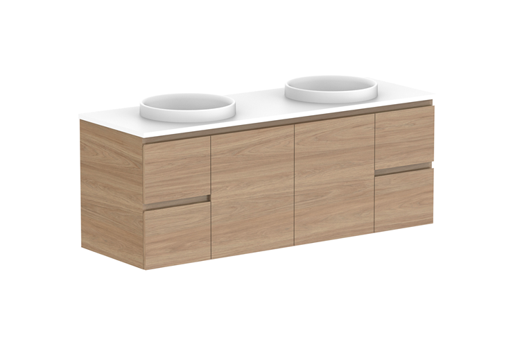 Glacier Door & Drawer Twin Wall Hung Vanity