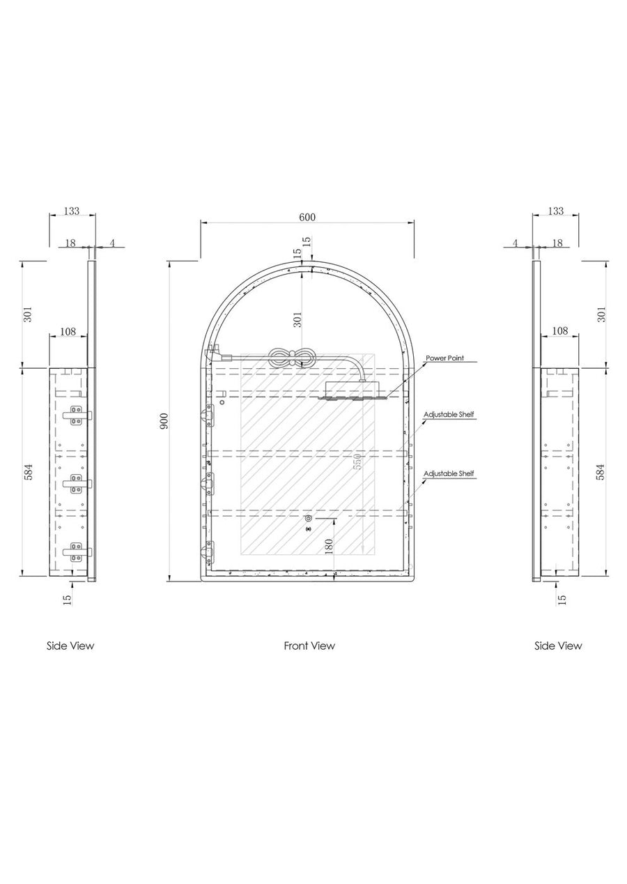 LED Archie White Shaving Cabinet