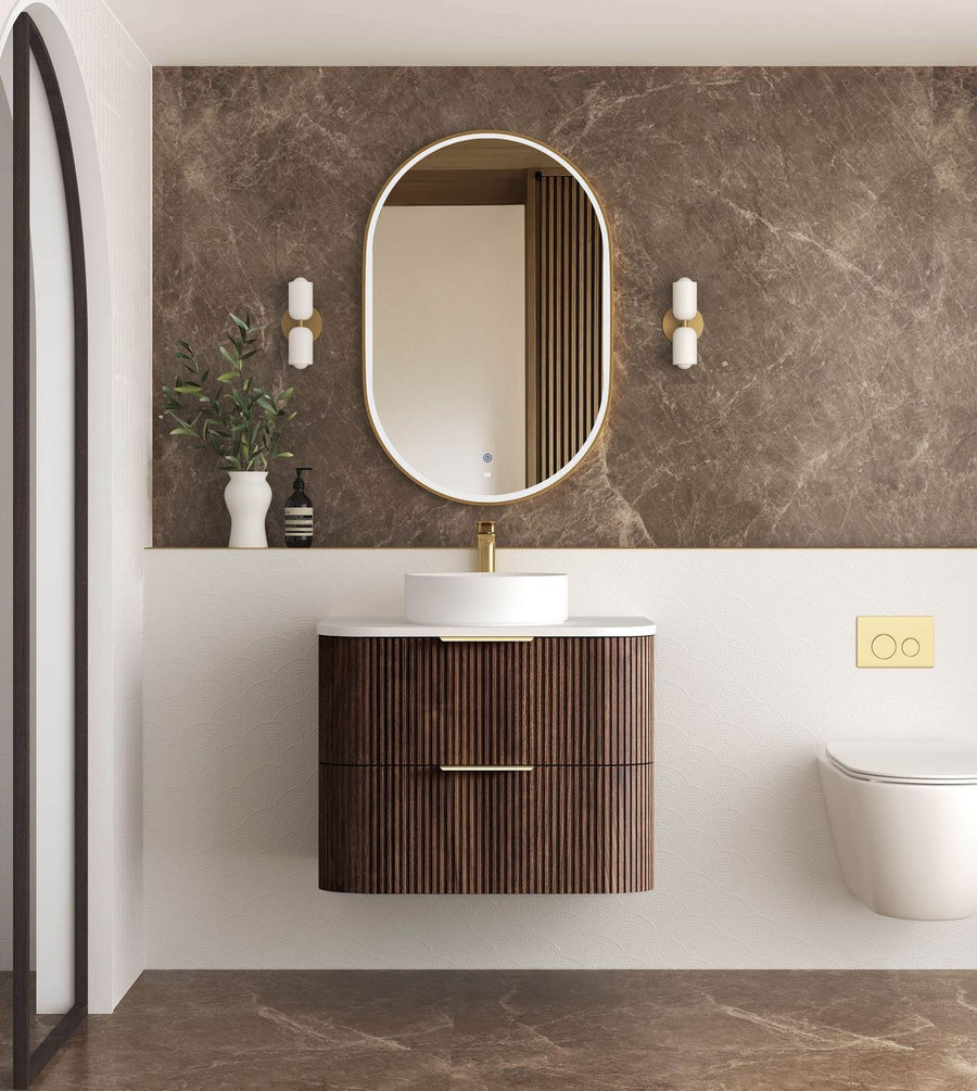 Havana Fluted Sable Walnut Wall Hung Curve Vanity
