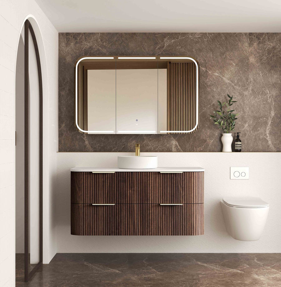Havana Fluted Sable Walnut Wall Hung Curve Vanity