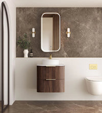 Havana Fluted Sable Walnut Wall Hung Curve Vanity