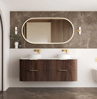 Havana Fluted Sable Walnut Wall Hung Curve Vanity