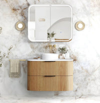 Havana Fluted Woodland Oak Wall Hung Curve Vanity