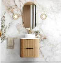 Havana Fluted Woodland Oak Wall Hung Curve Vanity