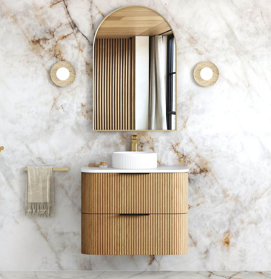 Havana Fluted Woodland Oak Wall Hung Curve Vanity