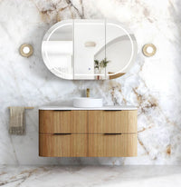 Havana Fluted Woodland Oak Wall Hung Curve Vanity