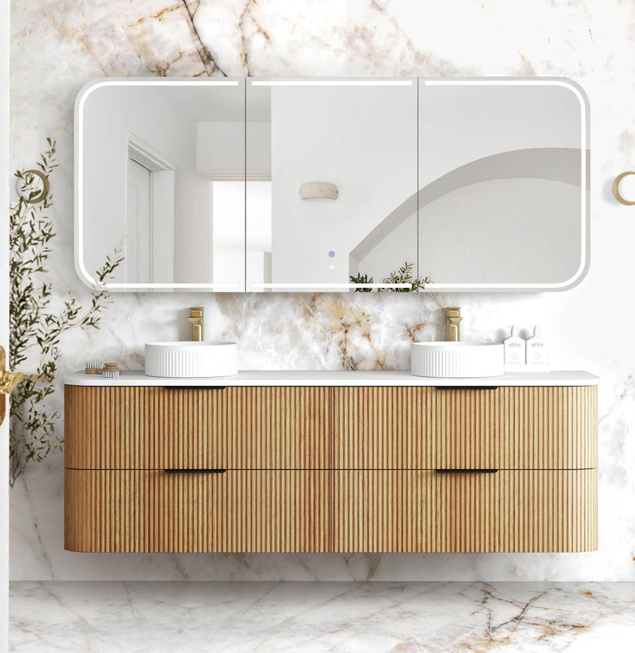 Havana Fluted Woodland Oak Wall Hung Curve Vanity