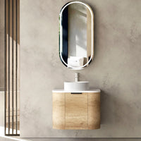 Bondi Smooth Natural Oak Wall Hung Curve Vanity
