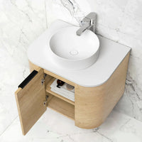 Bondi Smooth Natural Oak Wall Hung Curve Vanity