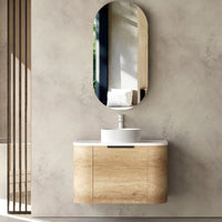 Bondi Smooth Natural Oak Wall Hung Curve Vanity