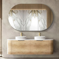 Bondi Smooth Natural Oak Wall Hung Curve Vanity