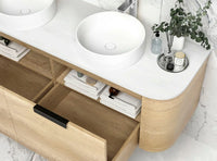Bondi Smooth Natural Oak Wall Hung Curve Vanity