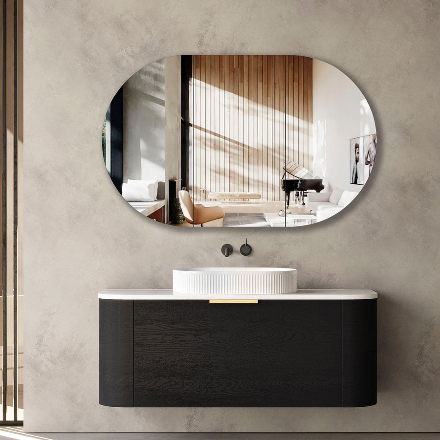 Bondi Smooth Black Oak Wall Hung Curve Vanity