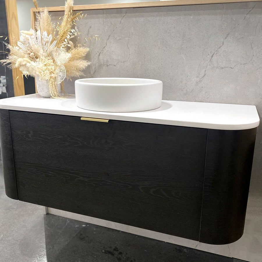 Bondi Smooth Black Oak Wall Hung Curve Vanity