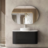 Bondi Smooth Black Oak Wall Hung Curve Vanity