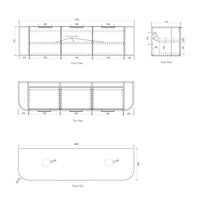 Bondi Smooth Black Oak Wall Hung Curve Vanity