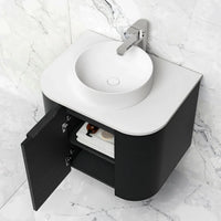 Bondi Smooth Black Oak Wall Hung Curve Vanity
