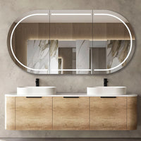 Bondi Smooth Natural Oak Wall Hung Curve Vanity